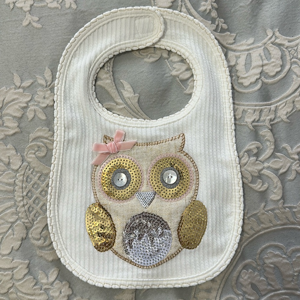 Mud Pie Owl Bib with Sequins